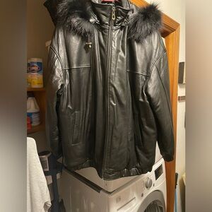 Leather parka